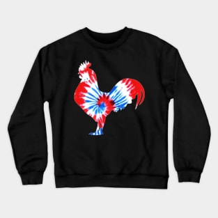 Patriotic Rooster July 4th Farmer Hippie Tie Dye Crewneck Sweatshirt